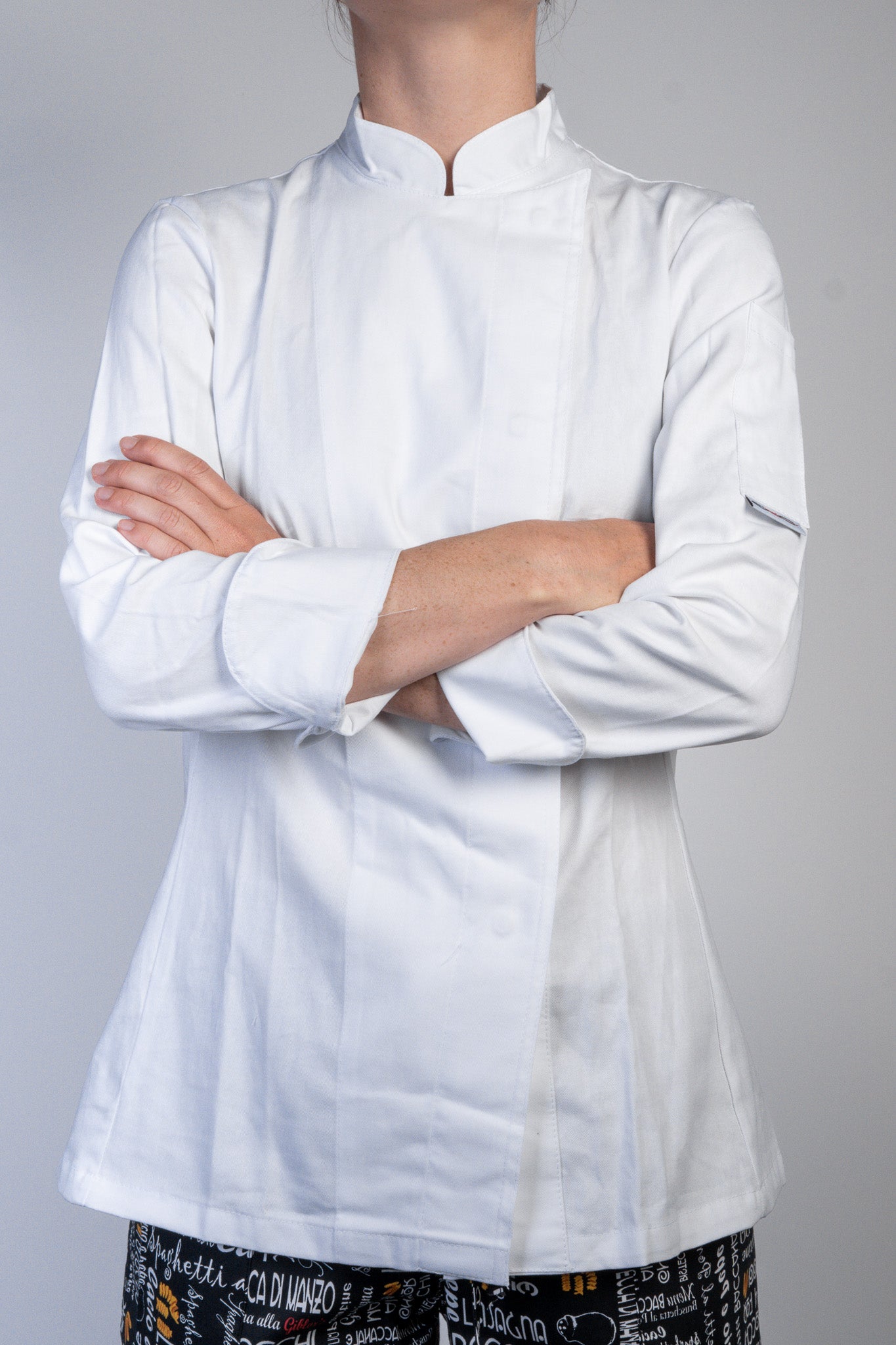 Veste de cuisine blanche pour femme manches longues