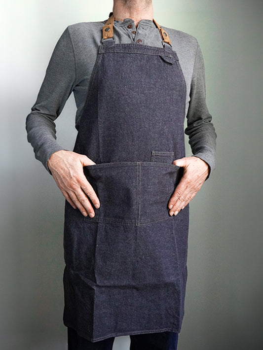 Tablier à bavette en jean