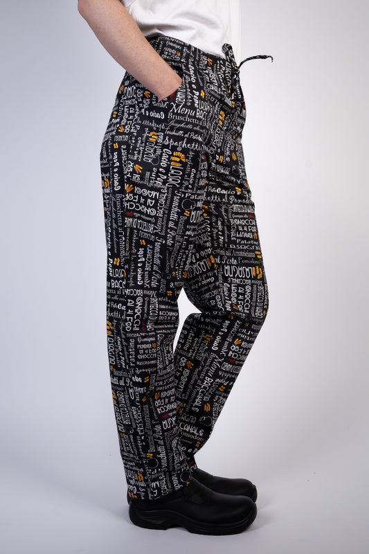 Pantalon de cuisine mixte avec motifs