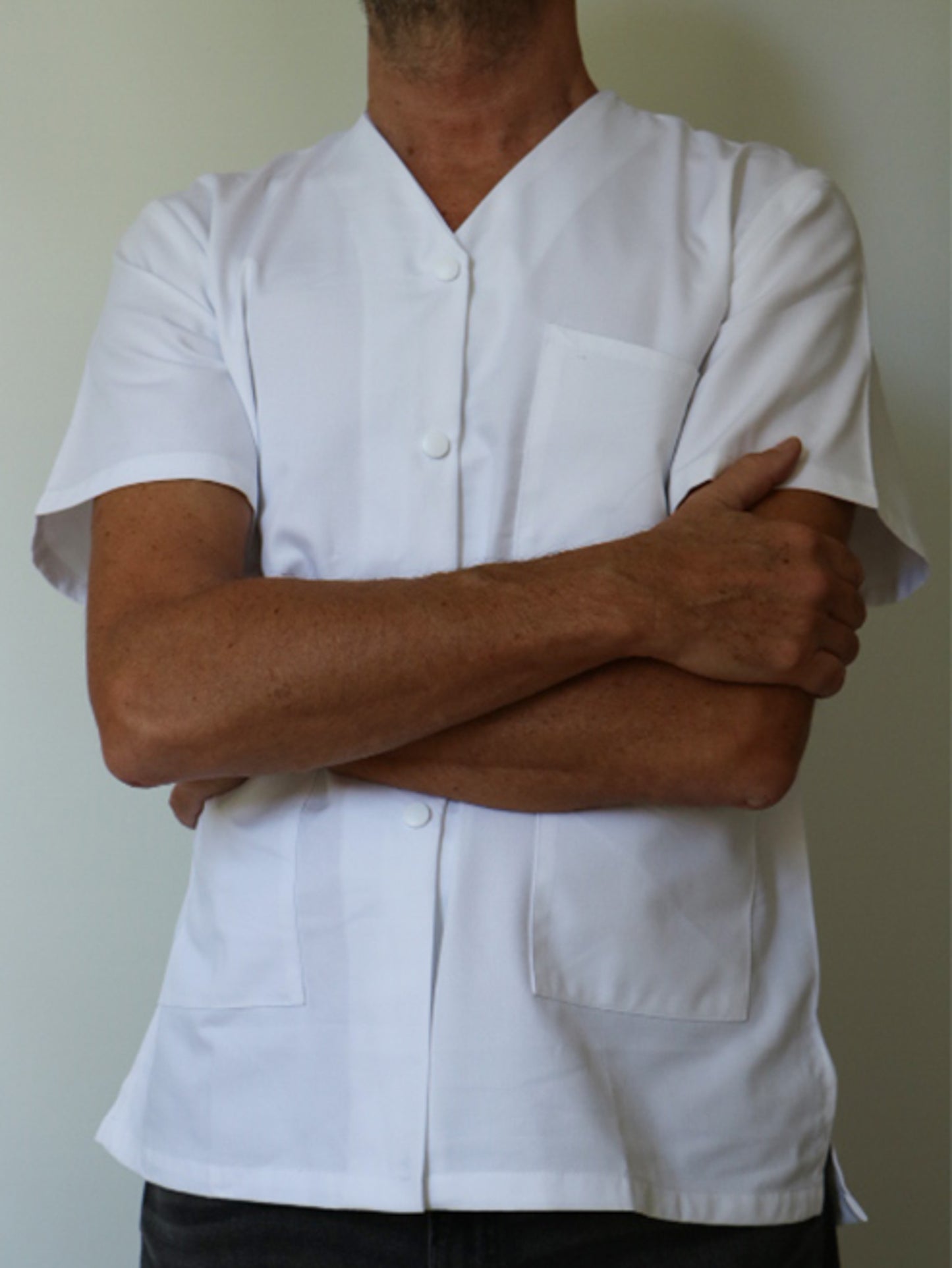 Tunique médicale mixte à pression