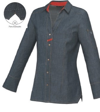 Veste de cuisine ajustée femme manches longues